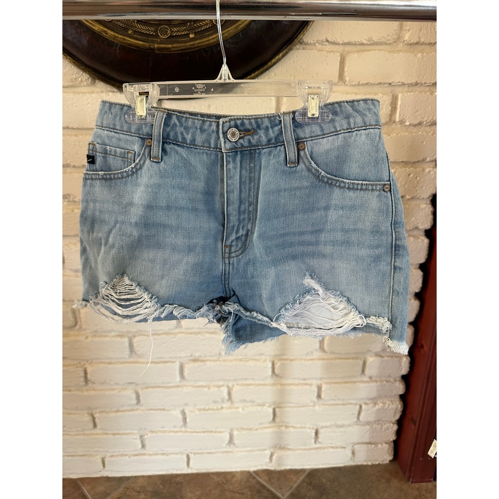 Kancan‎ Los Angeles Distressed Denim Shorts Light Wash Blue High Waisted Size 26